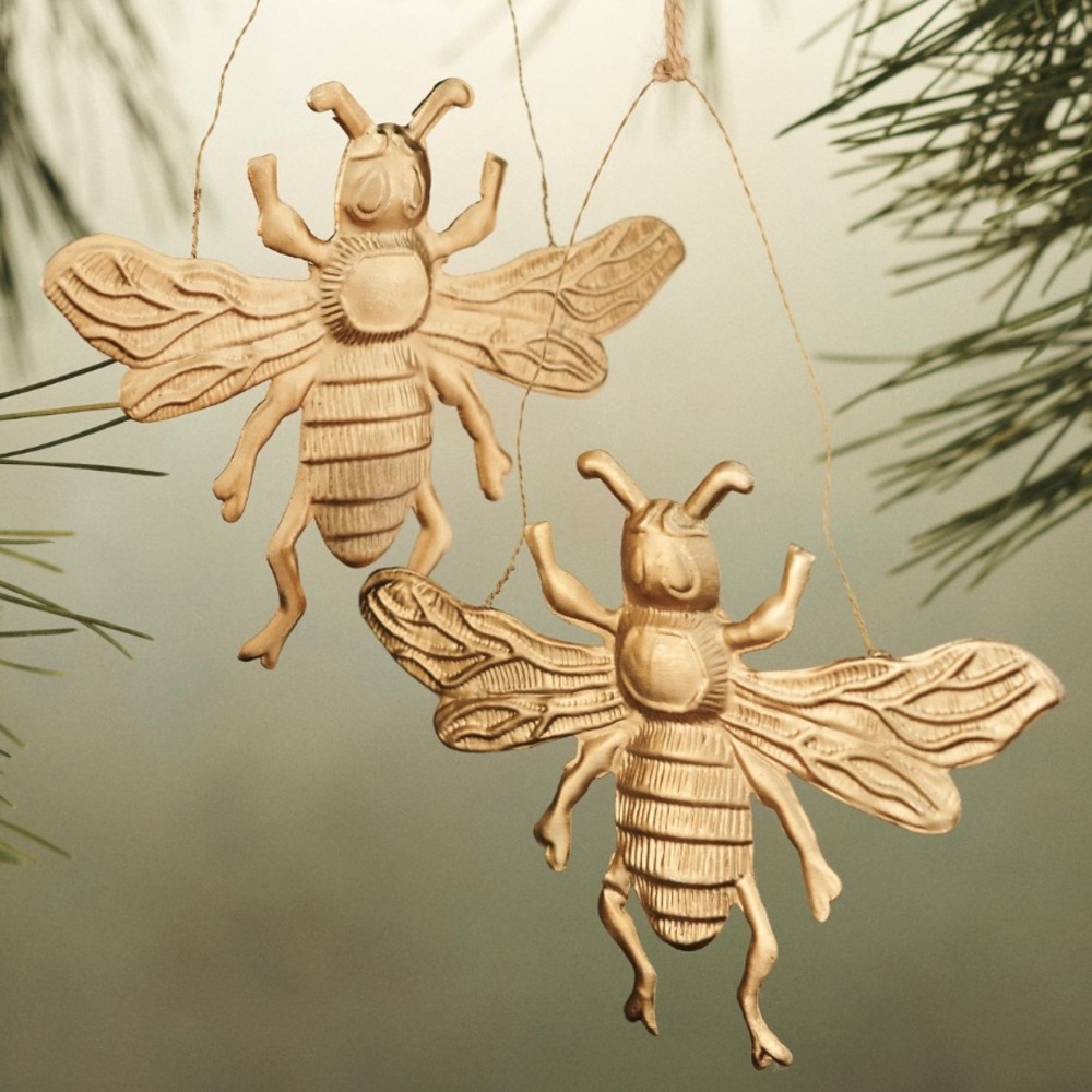 Gilded Bee 🐝 Holiday Ornaments set of 2 - Picture 2 of 8